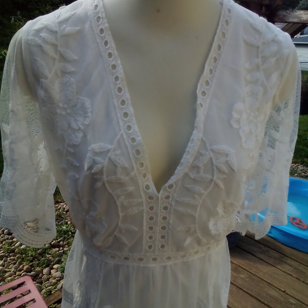 Women's E letter Back zip lace Romper size S